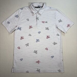 Travis Mathew Mexicali Polo Men's M White Party Skull Mexico Sombrero Golf Shirt